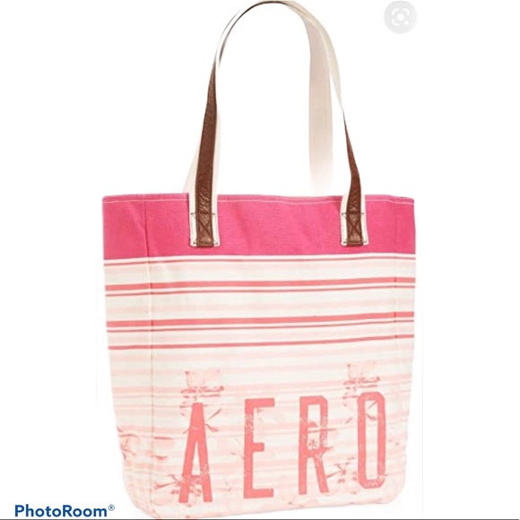 Aeropostale Handbags - Aeropostale Floral Striped Tote White Pink.